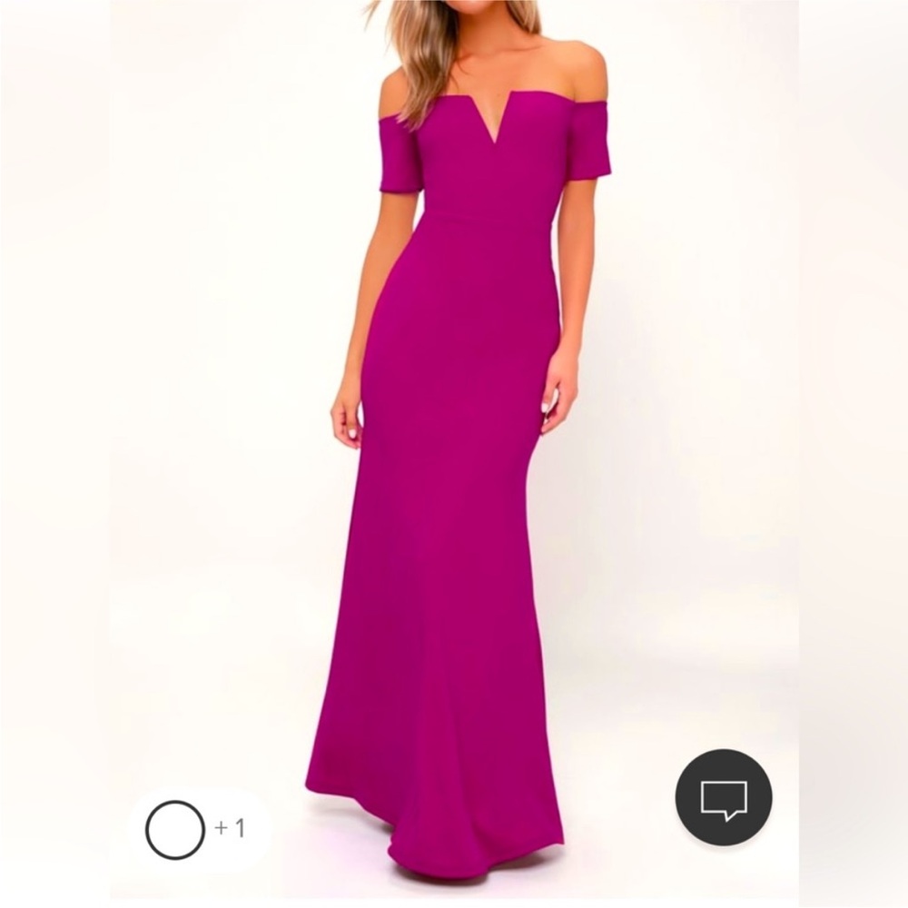 Lulu's Off-Shoulder Fuchsia Maxi Dress